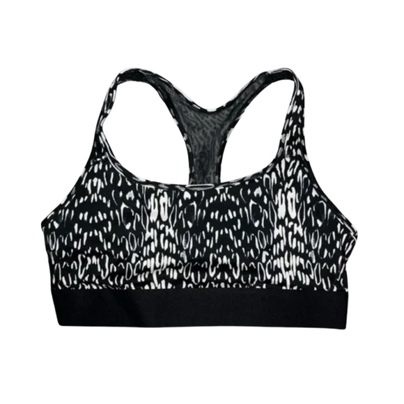 L | Blk/Wht Printed Sports Bra - Picture 1 of 3